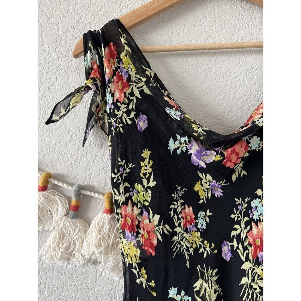 Vintage Jones New York Floral Aline Semi Sheer Slip Midi Dress Y2k Fairy Romanti - Picture 4 of 9